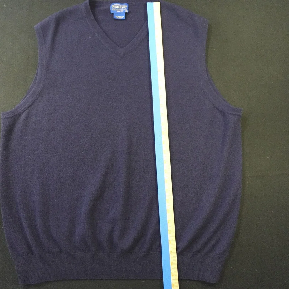 Pendleton 100% Merino Wool Sweater Vest Men's XXL Navy Blue V Neck Classic